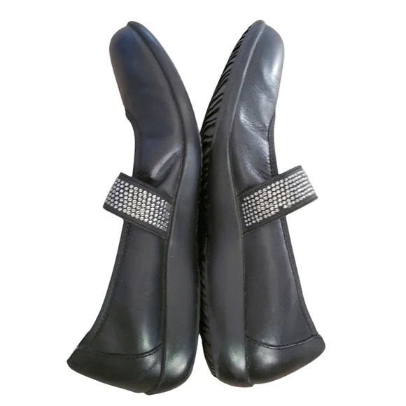 Vionic Ballet Shoes Black 7.5 Leather Mary Jane Flat Comfort Embellished Loafer - Picture 8 of 16